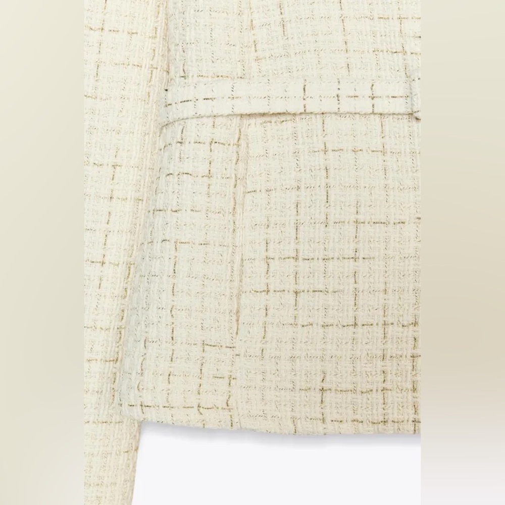 NWOT. Zara Cream Structured Blazer with Belt. Size S. - Picture 9 of 16